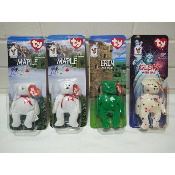 TY Beanie Babies McDonalds International Bears LOT of 4-ALL w/ Errors NEW *RARE* - Picture 1 of 15